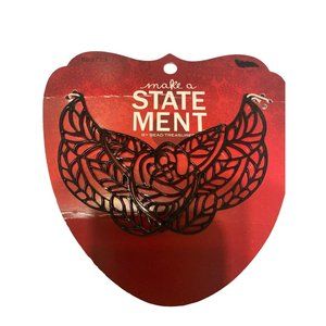Statement black metal rose necklace plate jewelry making beading NWT